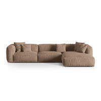 ECKSOFA modular rechts Martina aus Samt dunkelbeige 3 Sitzplätze - Mokka, Textil (176/332cm) - Micadoni