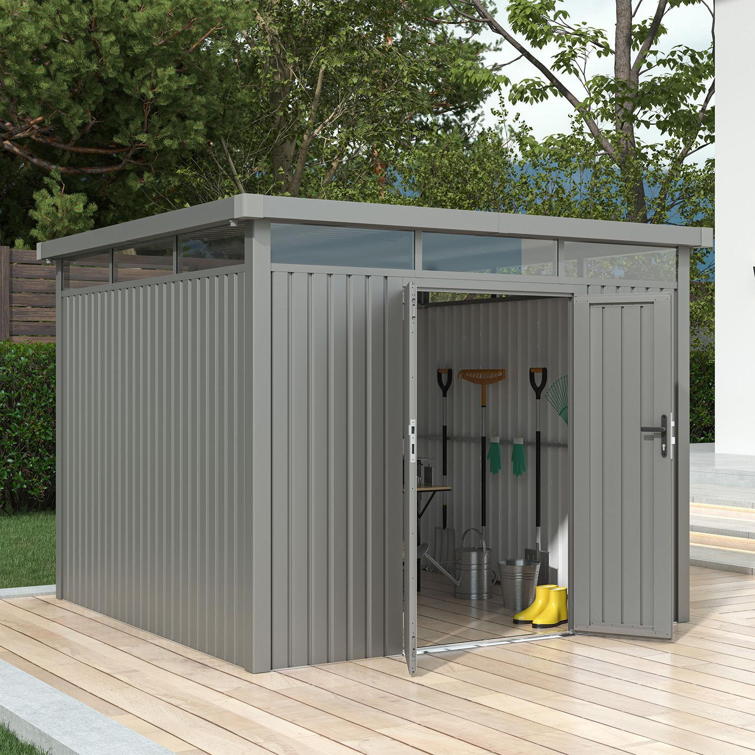 GERÄTEHAUS Luzern Pro Taupe - Taupe, Metall (294/222/294cm) - Juskys