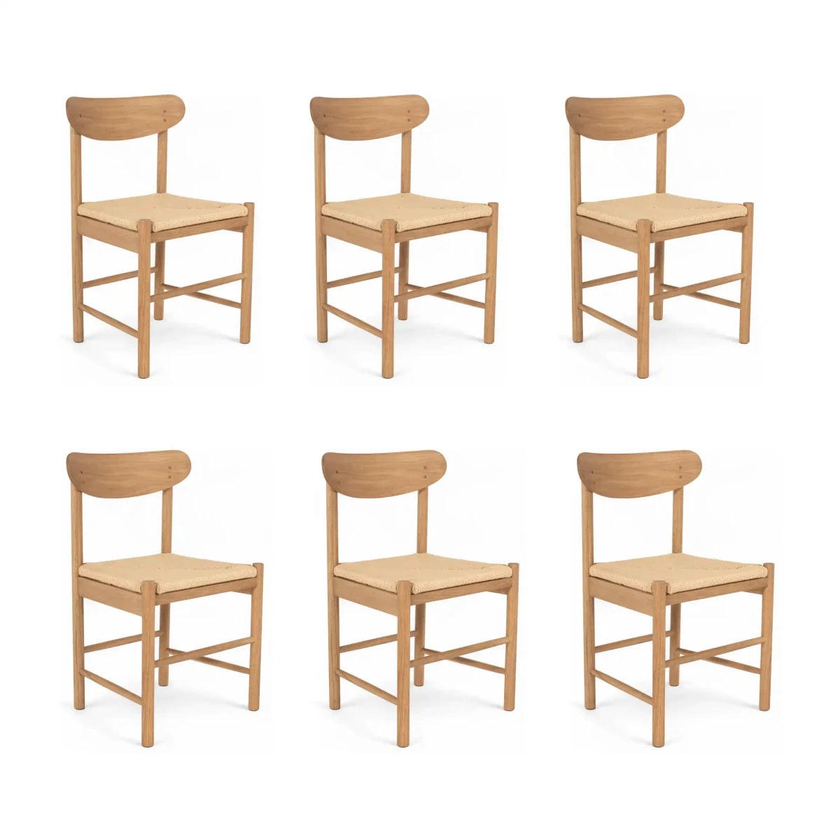 STUHL-SET 6 Stück in Rattan / Eiche Wildeiche - Braun, Holz/Papier (51/78/41cm) - Furnhouse