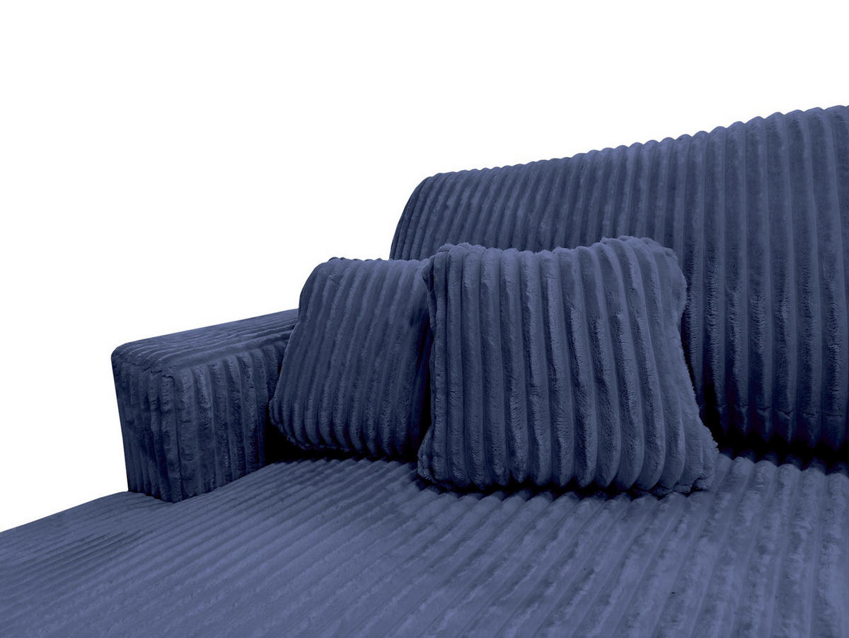 ECKSOFA Luna L links Dunkelblau aus Cord - Dunkelblau, Textil (271/195cm) - KS Home Concept