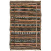 HANDWEBTEPPICH Kelim Kordi Schwarz 125/81 cm Schurwolle - Schwarz, Textil (81/125cm) - Looma