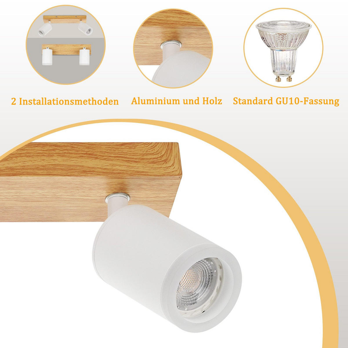 STRAHLER Darmstadt 2-flammig 28/6/15 cm - Weiß, Holz (28/6/15cm) - Nettlife