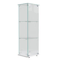 VITRINE, 3 Einlageplatten, einflügelige Glastür mit Schloss, Touch-Spot-Leuchten, Weiß - Weiß, Glas (39.8/123.3/35cm) - BRILVERDE