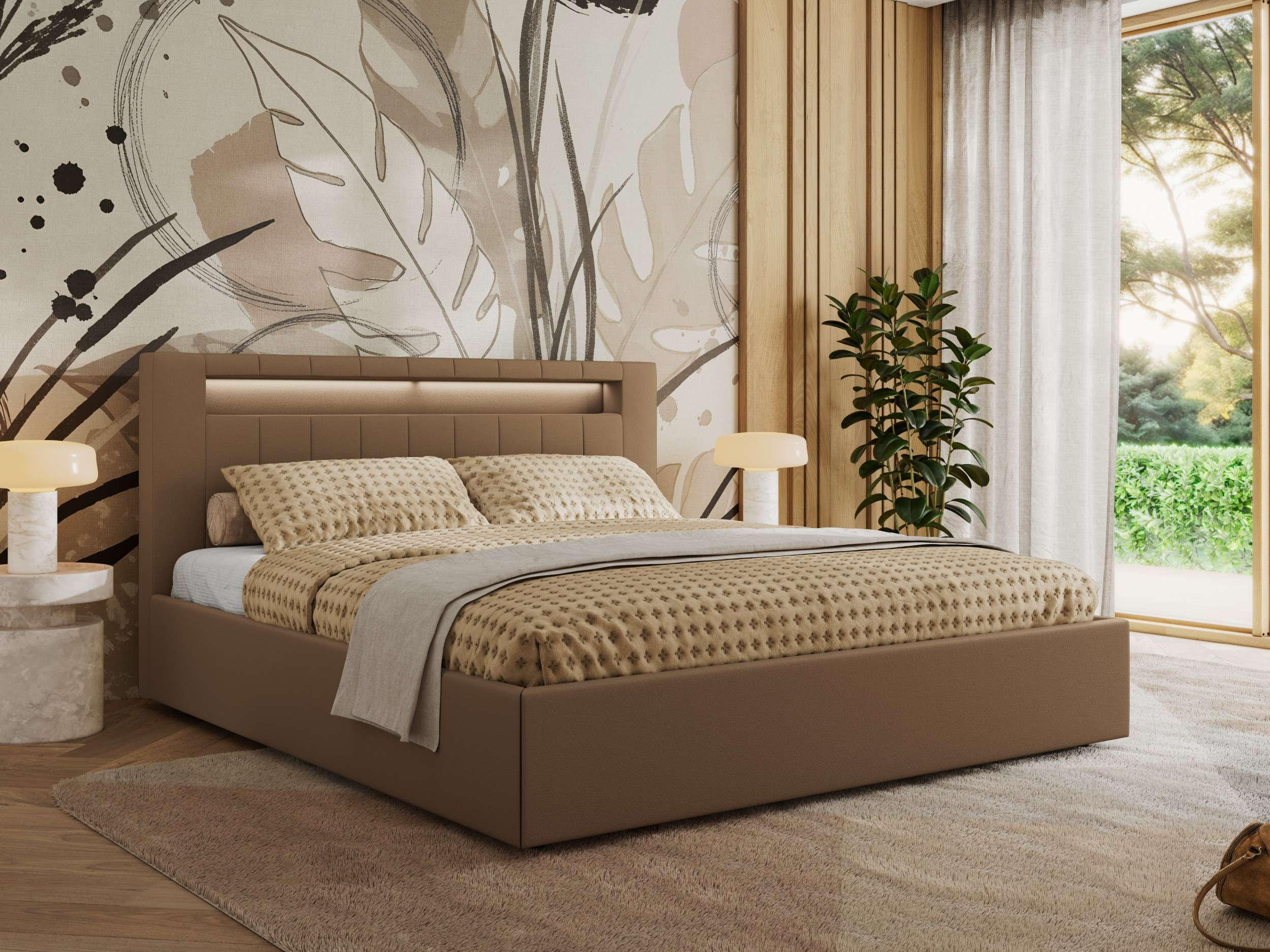 POLSTERBETT GOLD 5 CLASSIC 160/200 - Braun Kunstleder - Multipocket-Matratze - Braun, Textil (160/200cm) - MKS