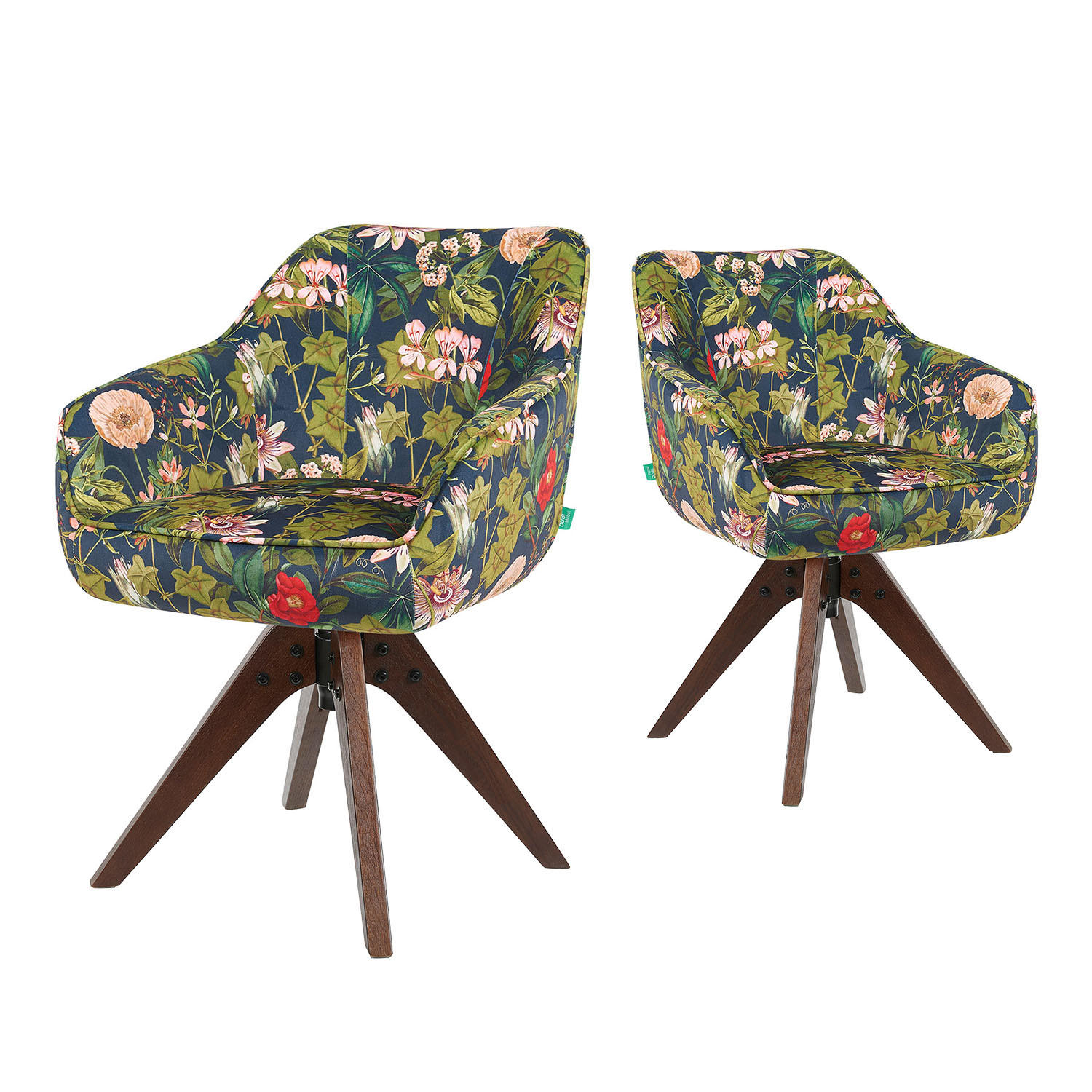 ARMLEHNSTUHL Mika-Finn 2er-Set - Nussbaumfarben/Multicolor, Eichenholz/Holz (60/82/61cm) - DUBI Möbel