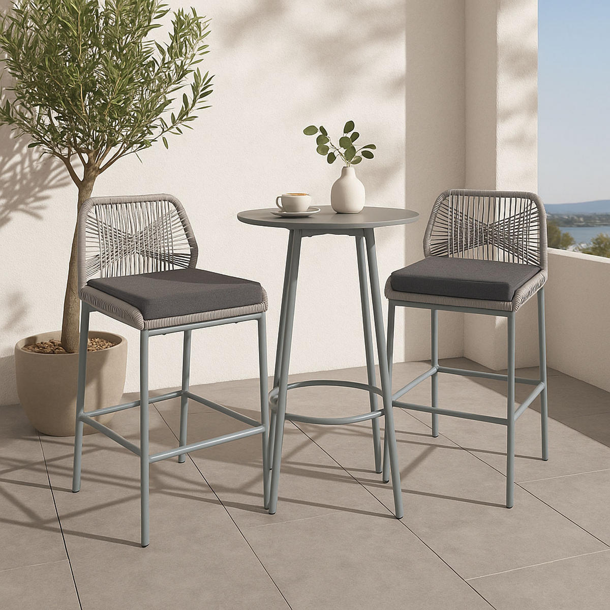 BARSKI STOL Svetlo siva, siva - siva/svetlo siva, kovina (42/101/52cm) - MCW