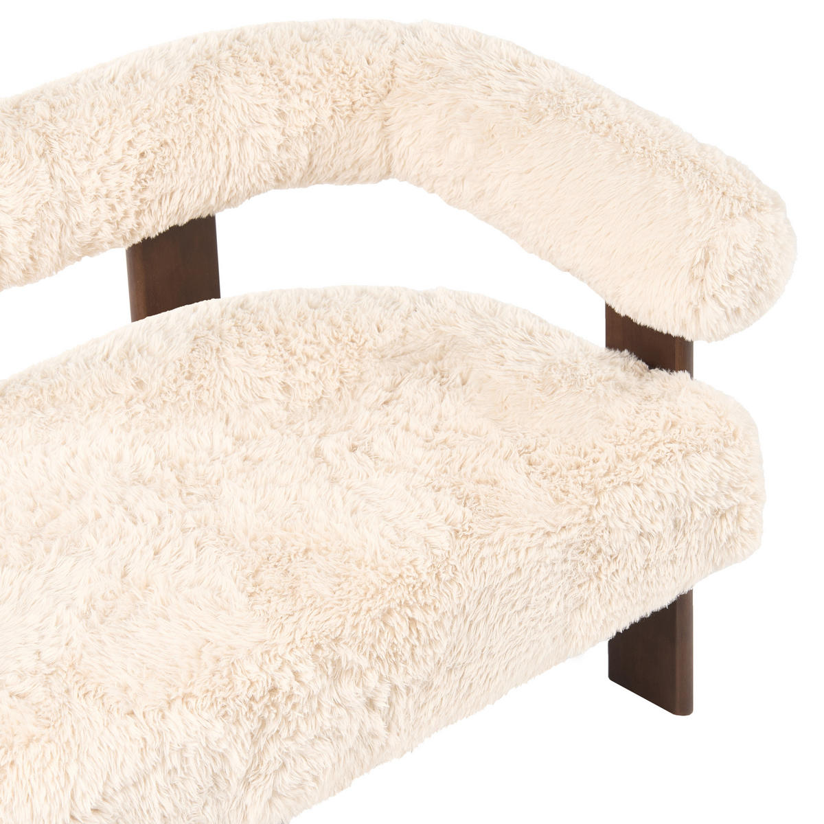 2-SITZER-SOFA Webpelz Cremeweiß/Dunkelbraun Ilbro - Creme, Textil (138/76/68cm) - Beliani