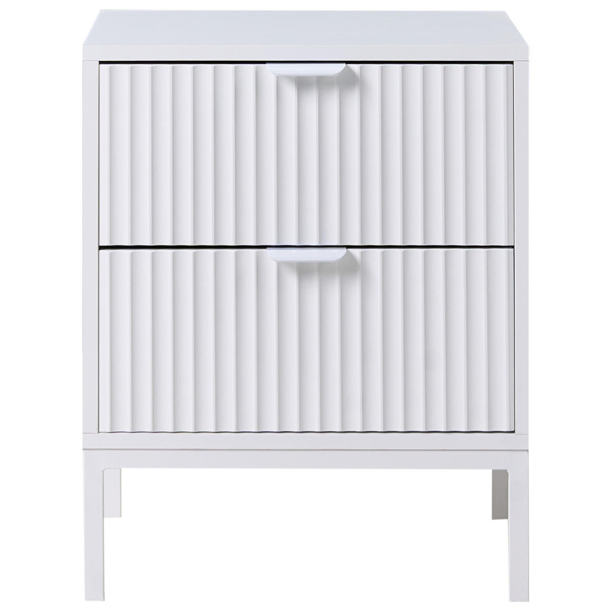 NACHTTISCH mit 2 Schubladen Weiß Adelaide - Weiß, Holzwerkstoff (40/45/55cm) - Beliani
