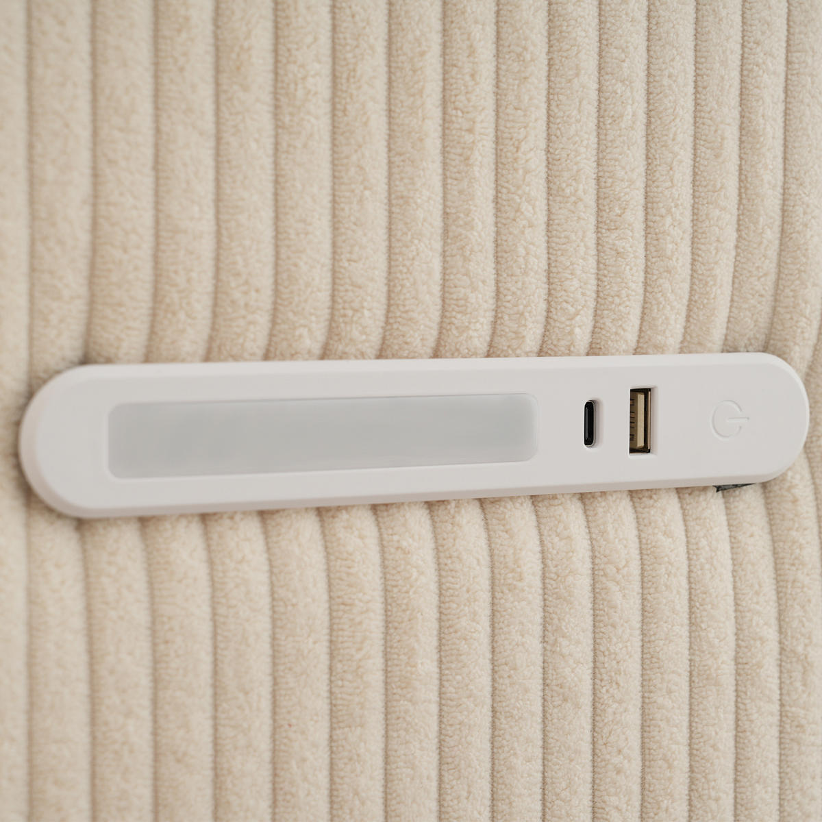 POLSTERBETT 160×200 cm aus Cordstoff mit Stauraum, USB-C-Ladefunktion und Leselicht, beige - Beige, Textil (160/200cm) - Luhomfu