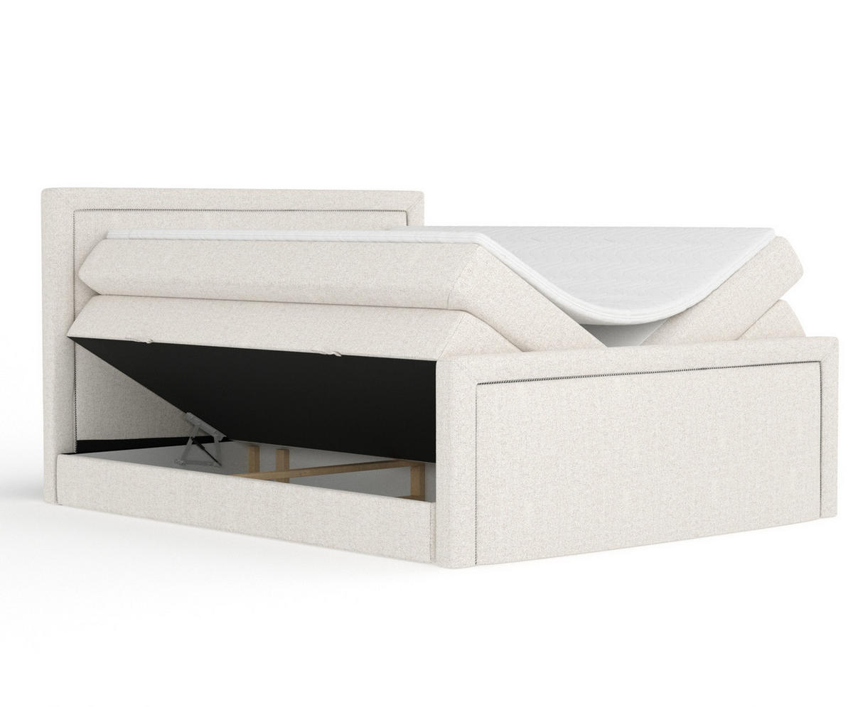 BOXSPRINGBETT Lavenda Beige 160/200 cm - Beige/Schwarz, Holz/Holzwerkstoff (160/200cm) - Maison de Reve