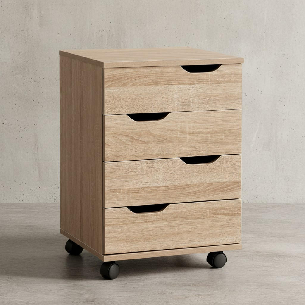 ROLLCONTAINER – Weiß, 4 Schubladen, Rollen, stilvoll, für Büro - Beige/Schwarz, Holz/Kunststoff (40/60/40cm) - KADIMA DESIGN