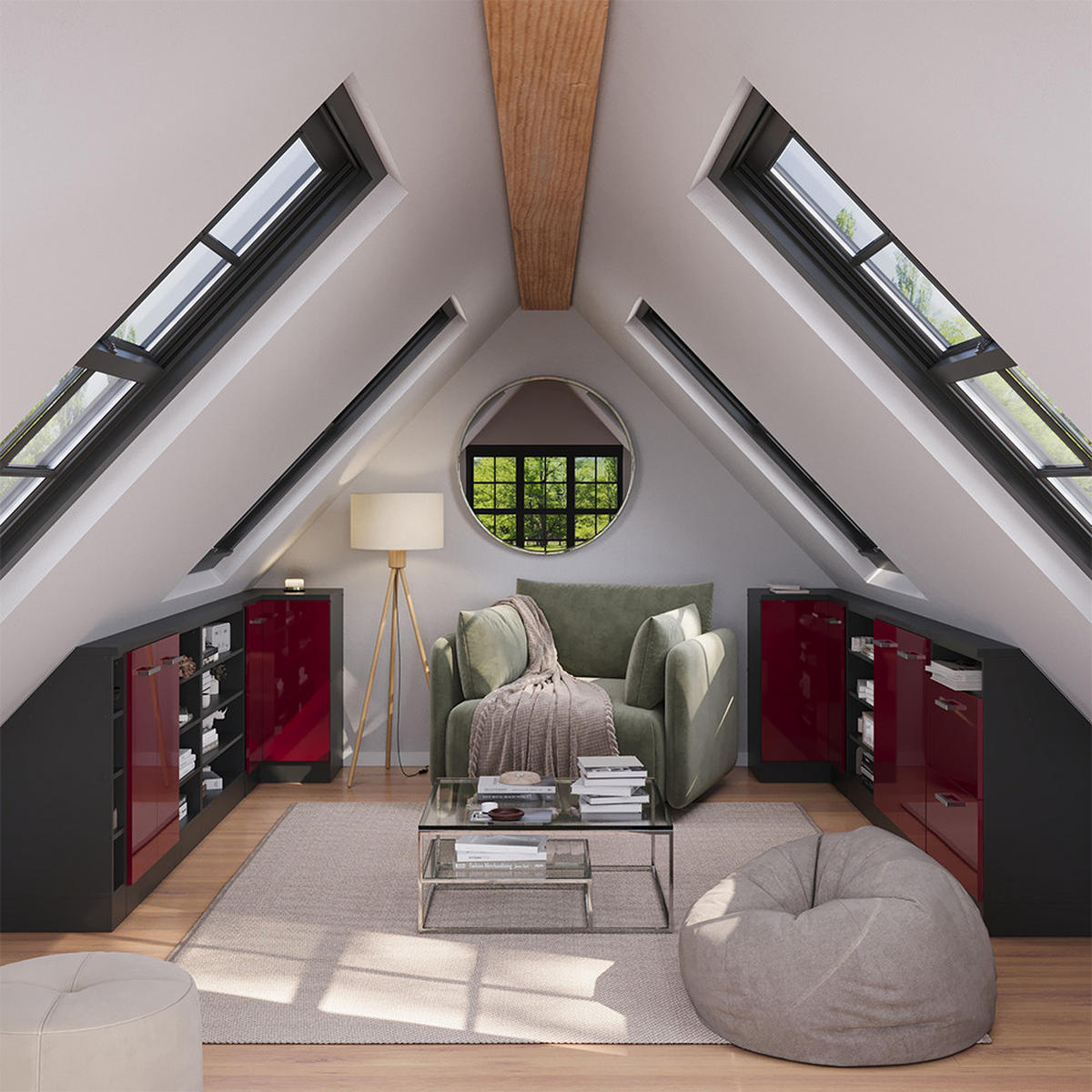 DACHSCHRÄGENSCHRANK ECKSCHRANK Rion Rot Hochglanz/Anthrazit 75.6 x 81.6 cm mit 1 Tür - Anthrazit/Rot, Holzwerkstoff (75.6/81.6/75.6cm) - Vicco