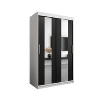 SCHWEBETÜRENSCHRANK 200/120/62 2-türig - Silberfarben/Schwarz, Holz/Kunststoff (120/200/62cm) - Abiks Möbel