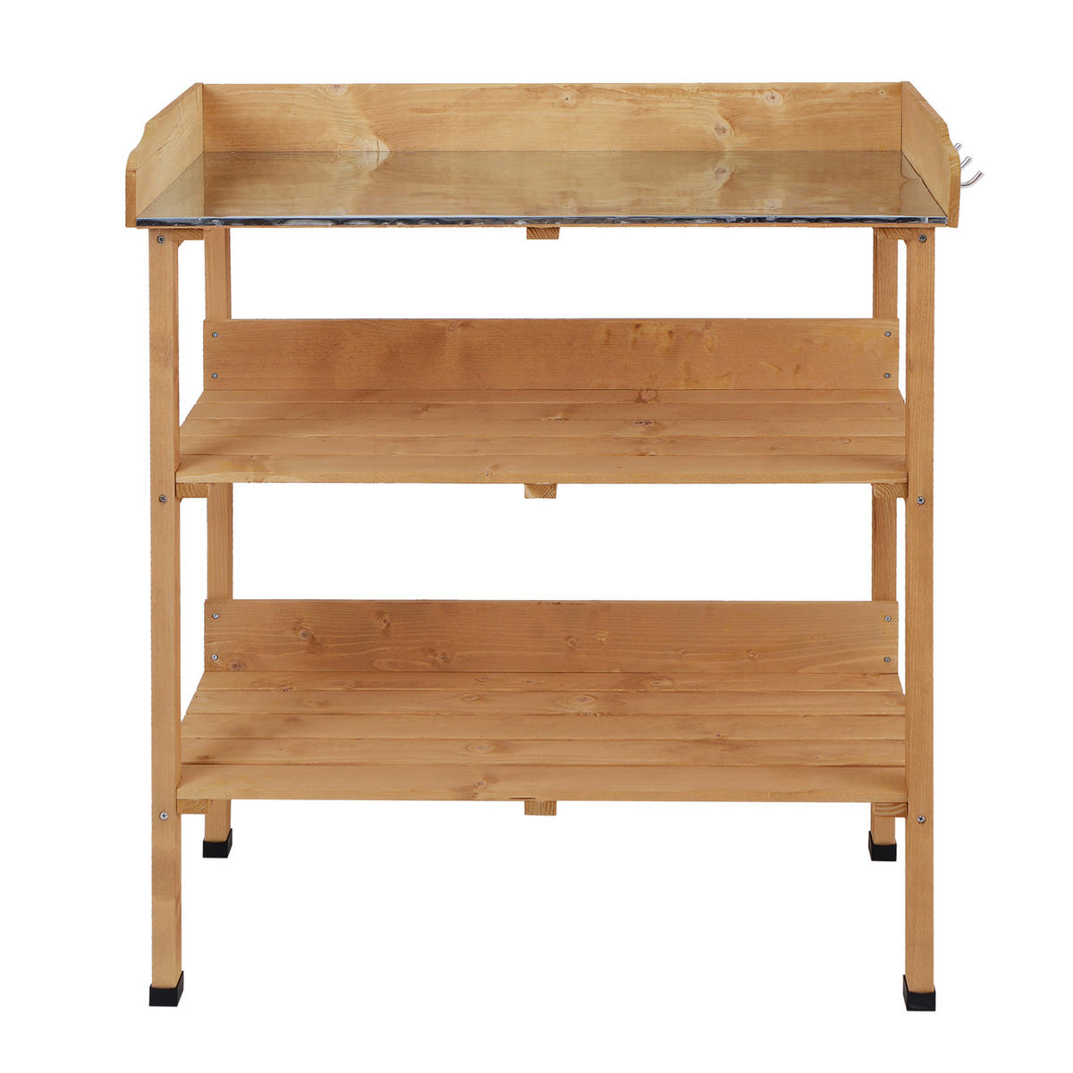 PFLANZTISCH DE-18933 2 Ablageflächen, 3 Werkzeughaken Naturholz - Naturfarben, Holzwerkstoff (76/37/89cm) - ComfortXL