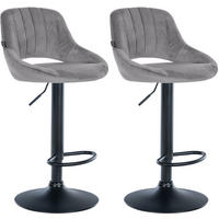 BARHOCKER 2er Set Samt dunkelgrau - Dunkelgrau/Schwarz, Textil (47/85/48cm) - CLP