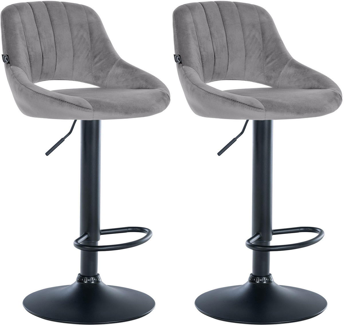 BARHOCKER 2er Set Samt dunkelgrau - Dunkelgrau/Schwarz, Textil (47/85/48cm) - CLP