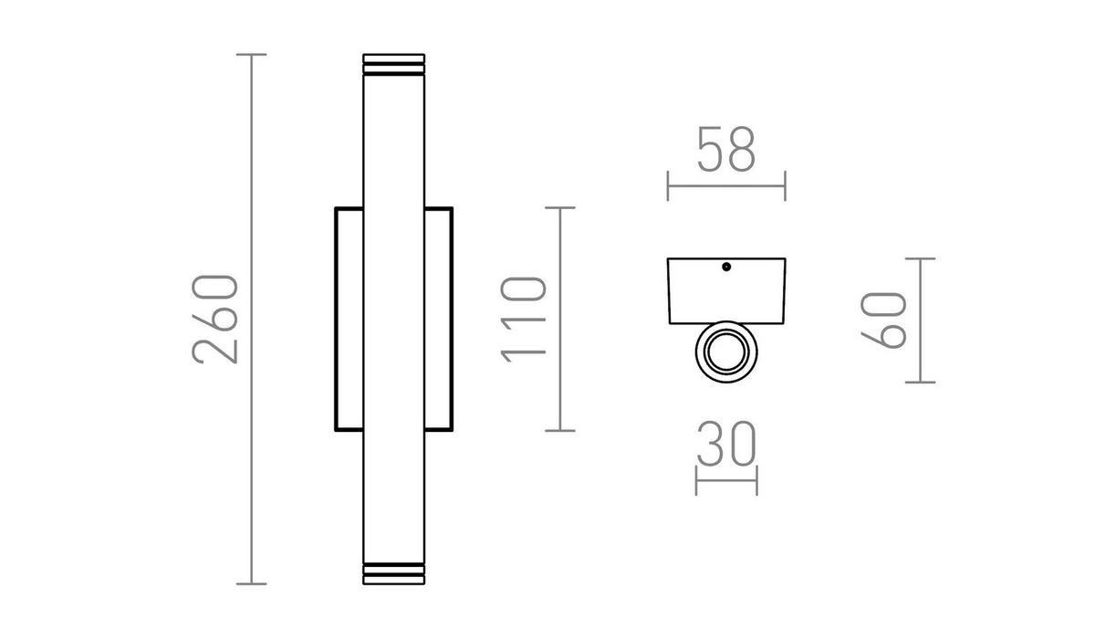 AUSSENLEUCHTE ZANE Mattnickel 6 W IP54 - Nickelfarben, Metall (6/58/26cm) - Rendl