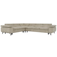 ECKSOFA NORDEN L - Beige Velvet - Rechts Seite - Beige/Schwarz, Textil/Metall (329/269cm) - MKS