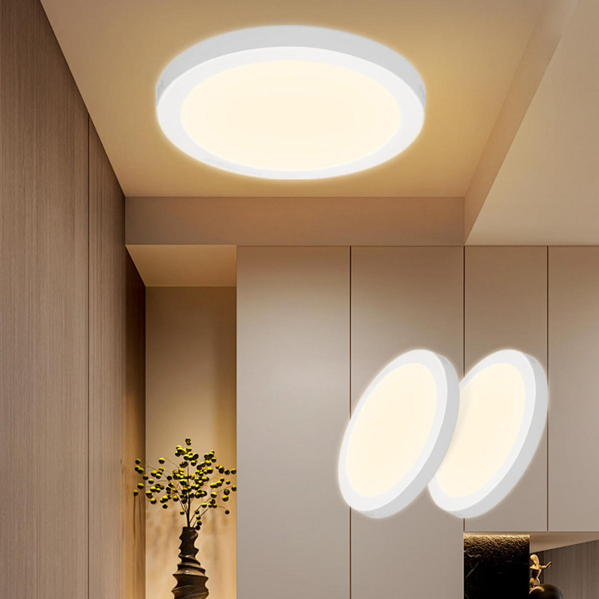 LED-DECKENLEUCHTE Finnj 23/3/23 cm （2er-set） - Weiß, Kunststoff (23/23/3cm) - ZMH