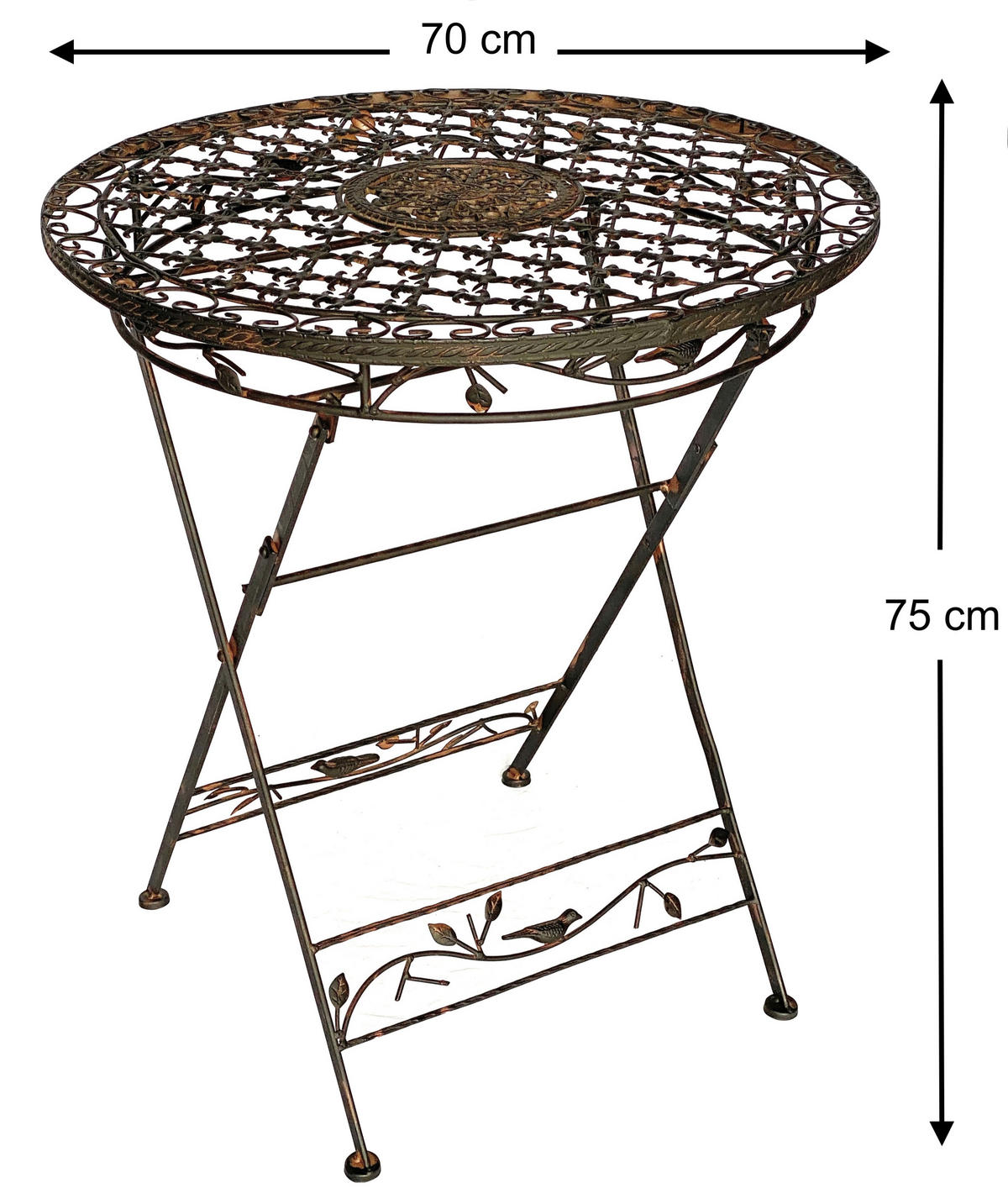 SITZGRUPPE Garten Metall Bistrotisch mit 2 Stühlen klappbar - Braun, Metall - DanDiBo