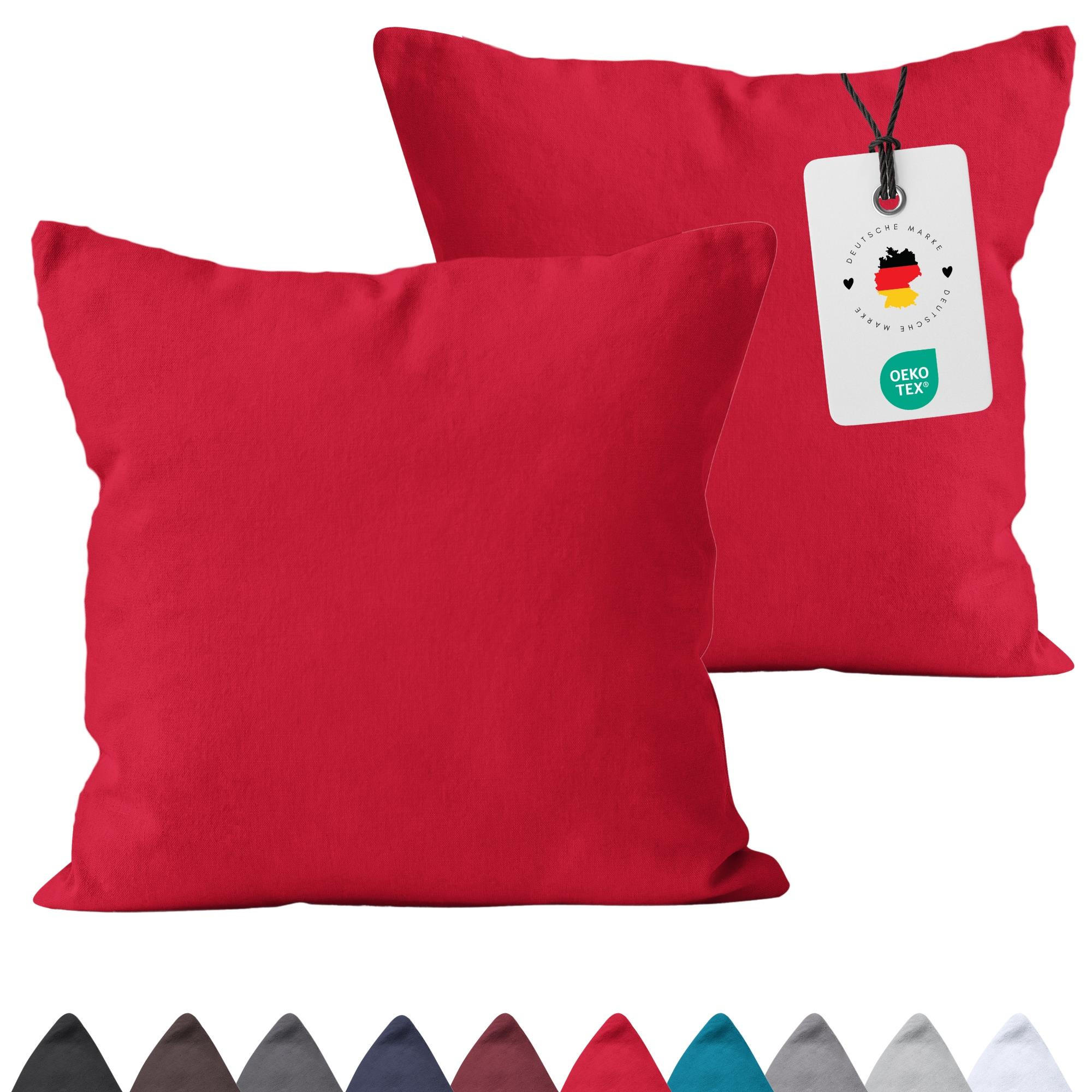 KISSENBEZUG 40x40 cm aus 100% Baumwolle, Kissenhülle Rot Uni - Rot, Textil (40/40cm) - Carpe Sonno