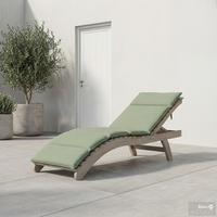 GARTENLIEGE - Akazie massiv / Webstoff - Braun / Salbei - Salbeigrün, Holz/Textil (54/79/175cm) - home24
