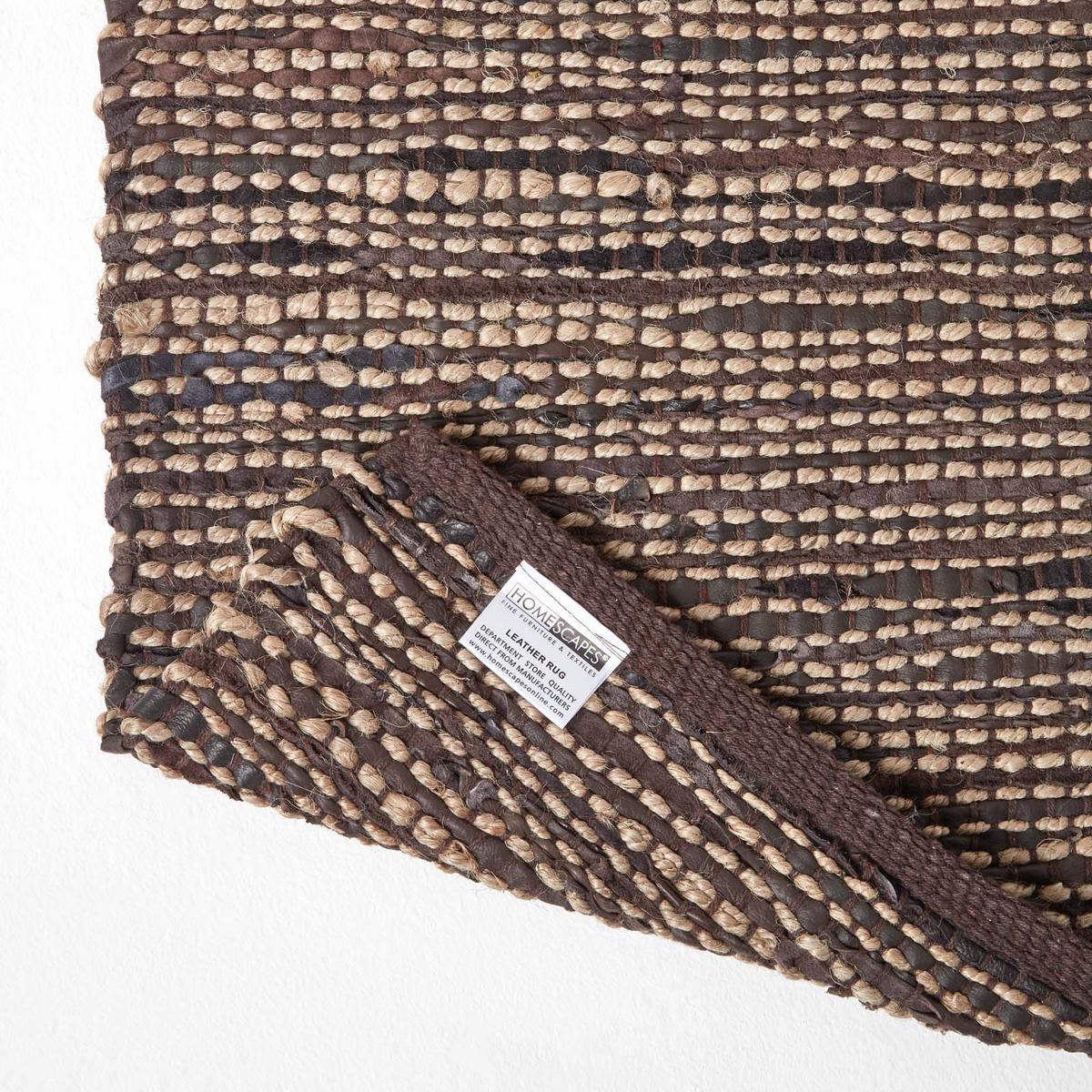 TEPPICHLÄUFER Madras, Leder & Hanf 66/200 cm - Braun, Leder (66/200cm) - Homescapes