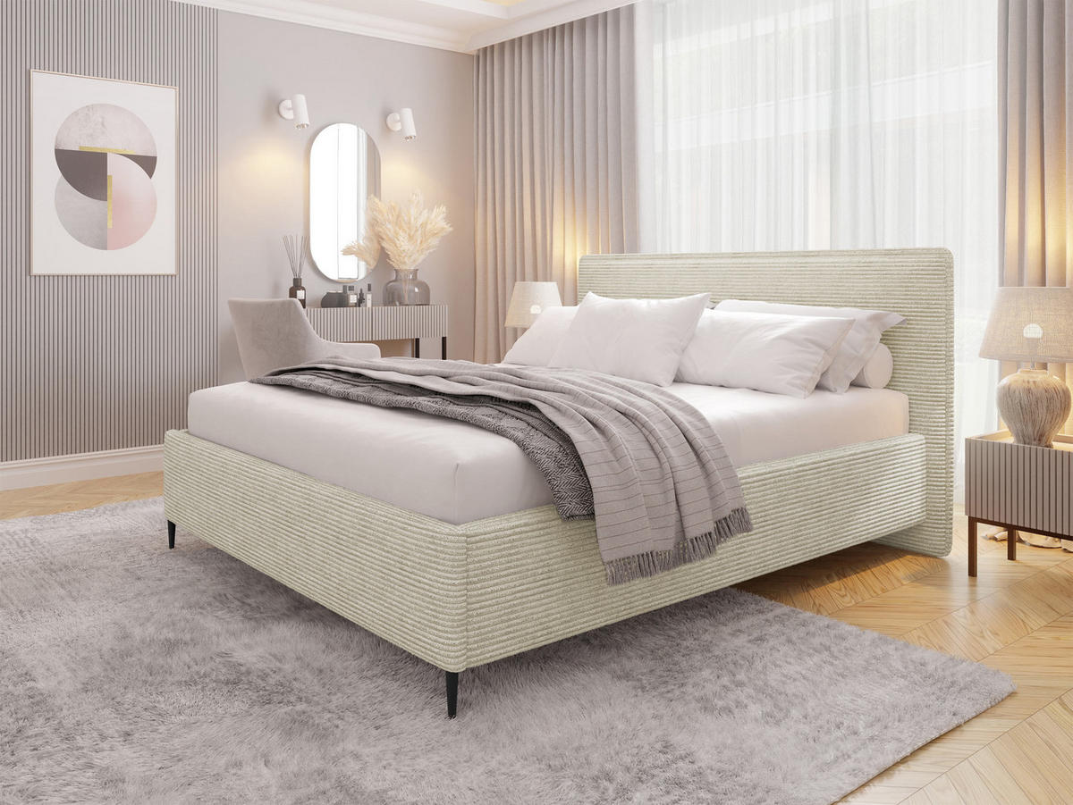 POLSTERBETT Puretta - Schwarz/Naturfarben, Holzwerkstoff/Textil (140/200cm) - MIRJAN24