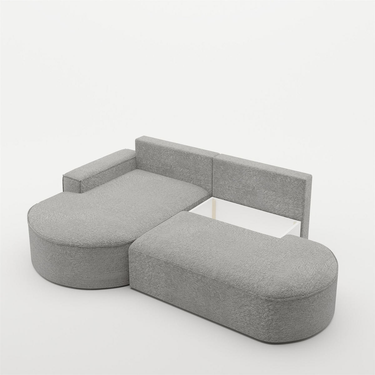 ECKSOFA Venedig Mit Schlaffunktion - Grau, Holzwerkstoff/Textil (278/179cm) - Fun Möbel