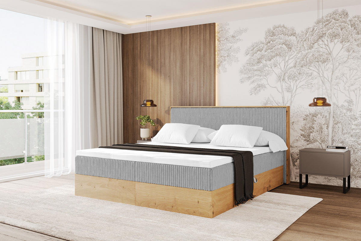 BOXBETT LOLLI9 - 140x200 - H3 Grau - Grau, Holzwerkstoff (140/200cm) - ALTDECOR
