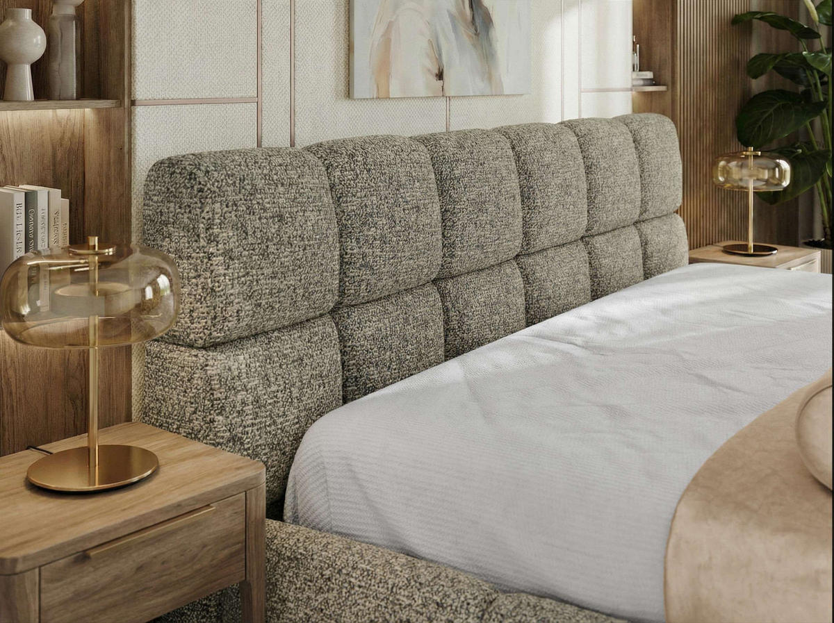 ČALÚNENÁ POSTEĽ NIRA CLASSIC 200/200 - Sivá Strukture - Penová matrac - sivá, textil (200/200cm) - MKS