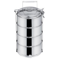 LUNCHBOX 4-stöckige aus Stahl 4 x 1 l - Silberfarben, Metall (16/31/16cm) - Orion 