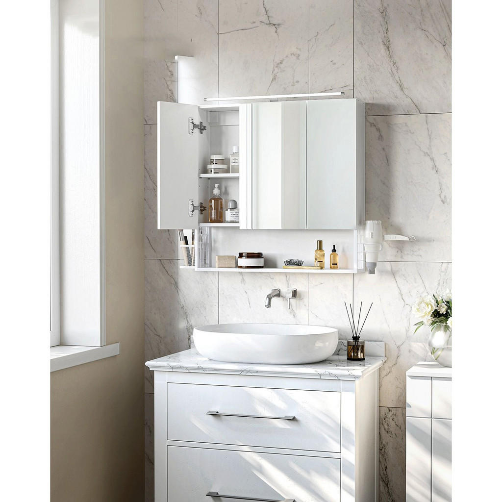 Thumbnail - Hansiro Spiegelschrank, Weiß, Glas, 70x70x14.5 cm, Badezimmer, Badezimmerspiegel, Spiegelschränke