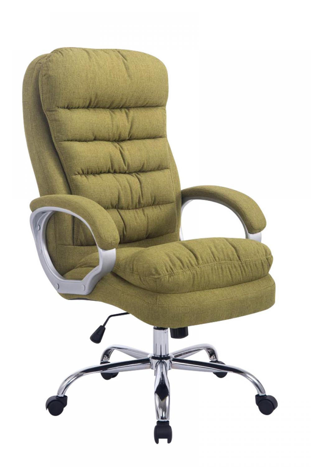 CHEFSESSEL Stoff grün - Chromfarben/Grün, Textil/Metall (68/116/77cm) - CLP