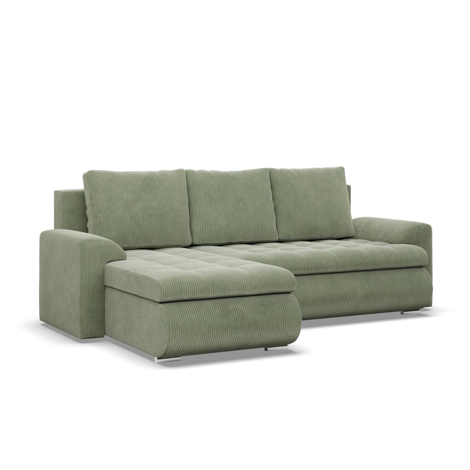 ECKSOFA LINKS MIT SCHLAFFUNKTION FORESTA, Cord - Grün - Grün, Textil (230/159cm) - Mebligo