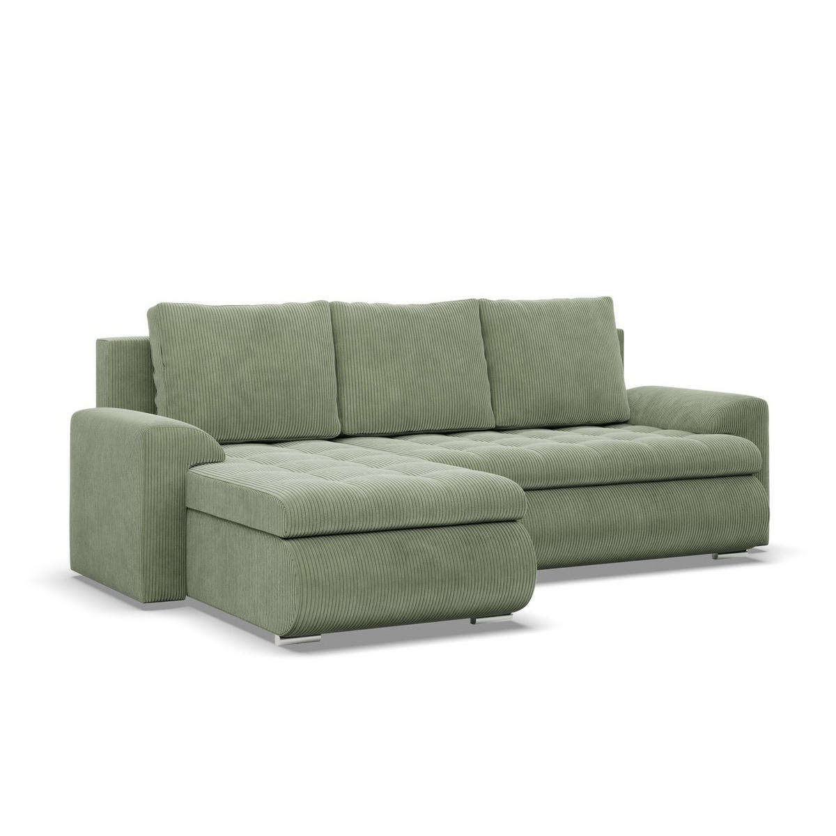 ECKSOFA LINKS MIT SCHLAFFUNKTION FORESTA, Cord - Grün - Grün, Textil (230/159cm) - Mebligo