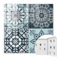 SCHLÜSSELBOX Weiß 30x30 cm – Türöffnung nach rechts - Geometrische Muster - Blau, Metall (30/30/5cm) - TULUP
