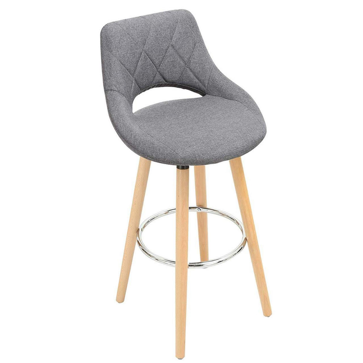 BARHOCKER 2er Set, aus Leinen, Holzgestell, Dunkelgrau - Dunkelgrau/Buchefarben, Holz/Textil (43/91/43cm) - Woltu
