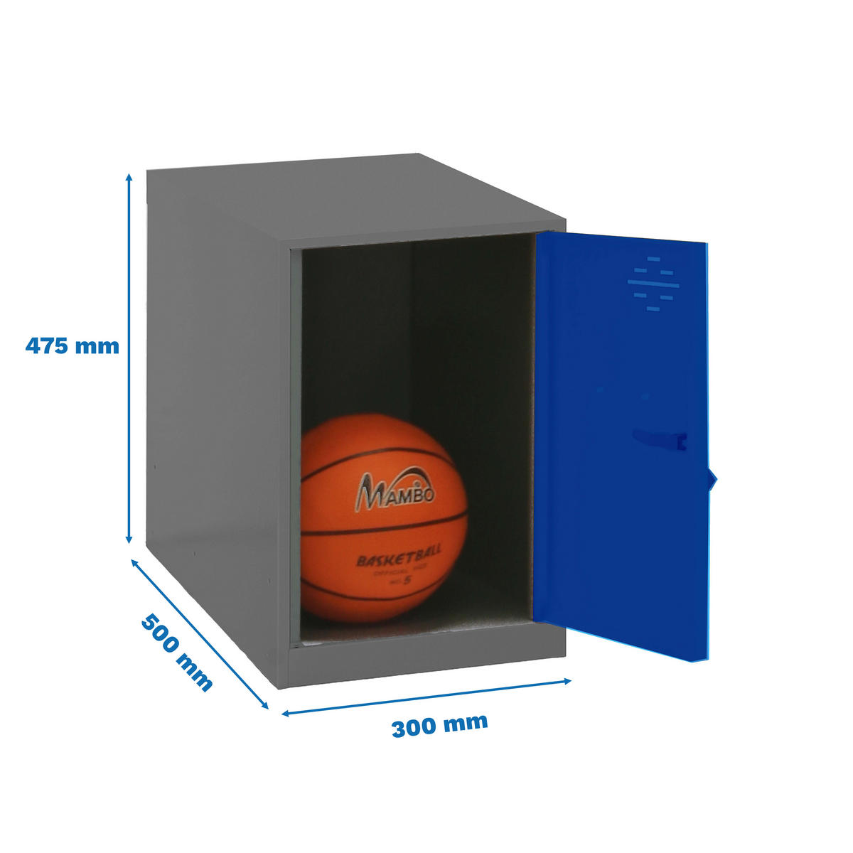 SCHLIESSFACHWÜRFEL Amego HxBxT 47,5x30x50 cm Ohne Standfüße Blau-Anthrazit Spind - Blau, Metall (30/47.5/50cm) - PROREGAL