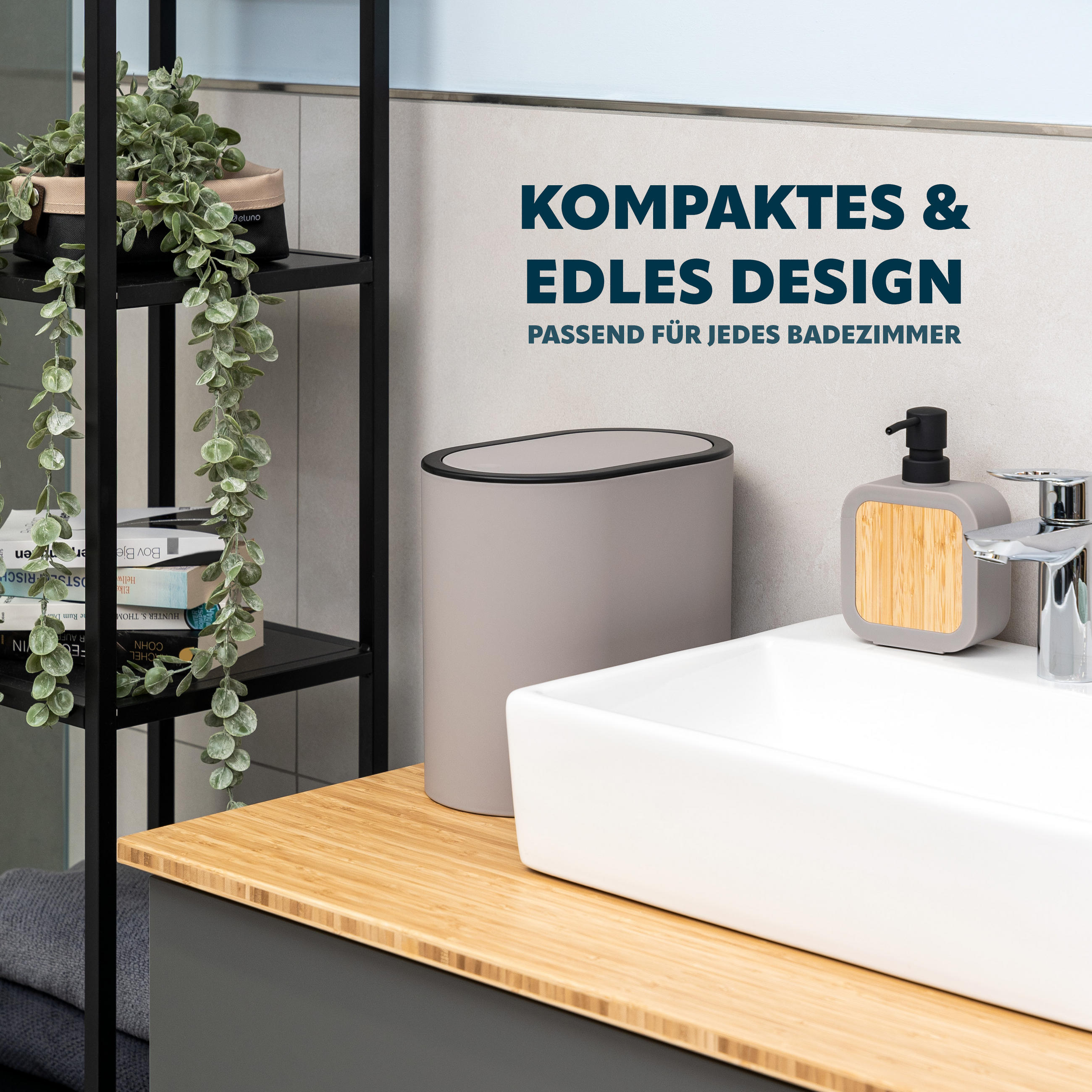 KOSMETIKEIMER 6 Liter, grau - Taupe, Kunststoff (25.5/24.5/16.5cm) - eluno