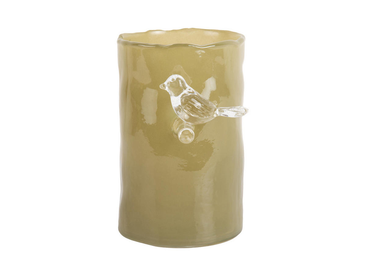VASE Bird On Branch 9/9/15 cm - Grün, Glas (9.5/15cm) - Present Time