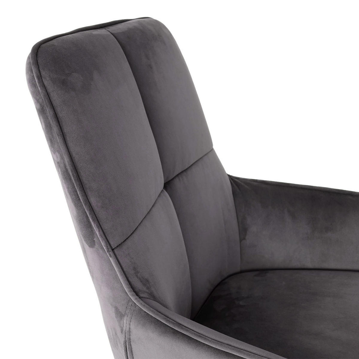 DREHSTUHL HxBxT 98x64x64cm Sitzhöhe 40cm mit Armlehne höhenverstellbar Samt Dunkelgrau - Dunkelgrau, Textil (64/98/64cm) - PROREGAL