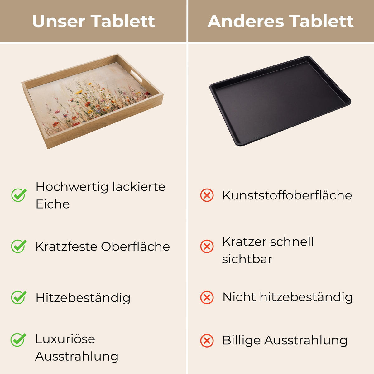 TABLETT - Wildblumen - Pinselstriche - Ruhig - 50x35 cm - Multicolor, Holz (50/5/5cm) - OnlyWow