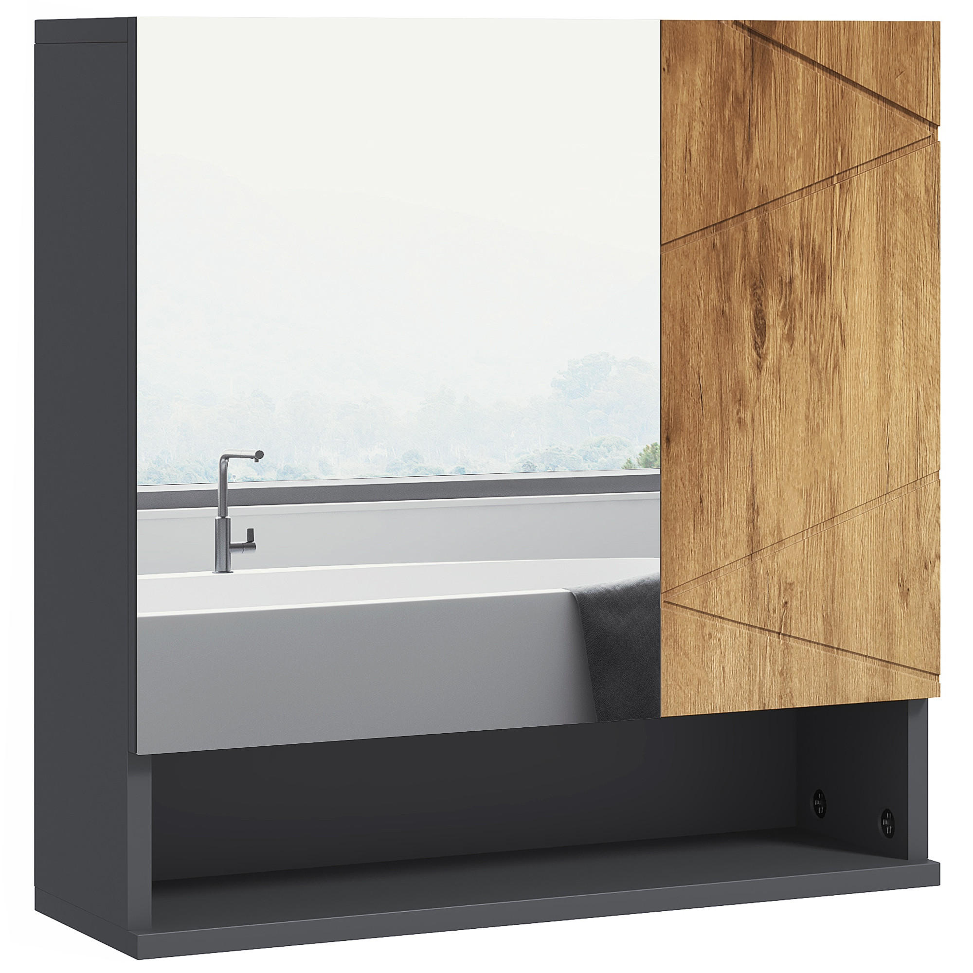ComfortXL Spiegelschrank Natur 55x55x17 cm