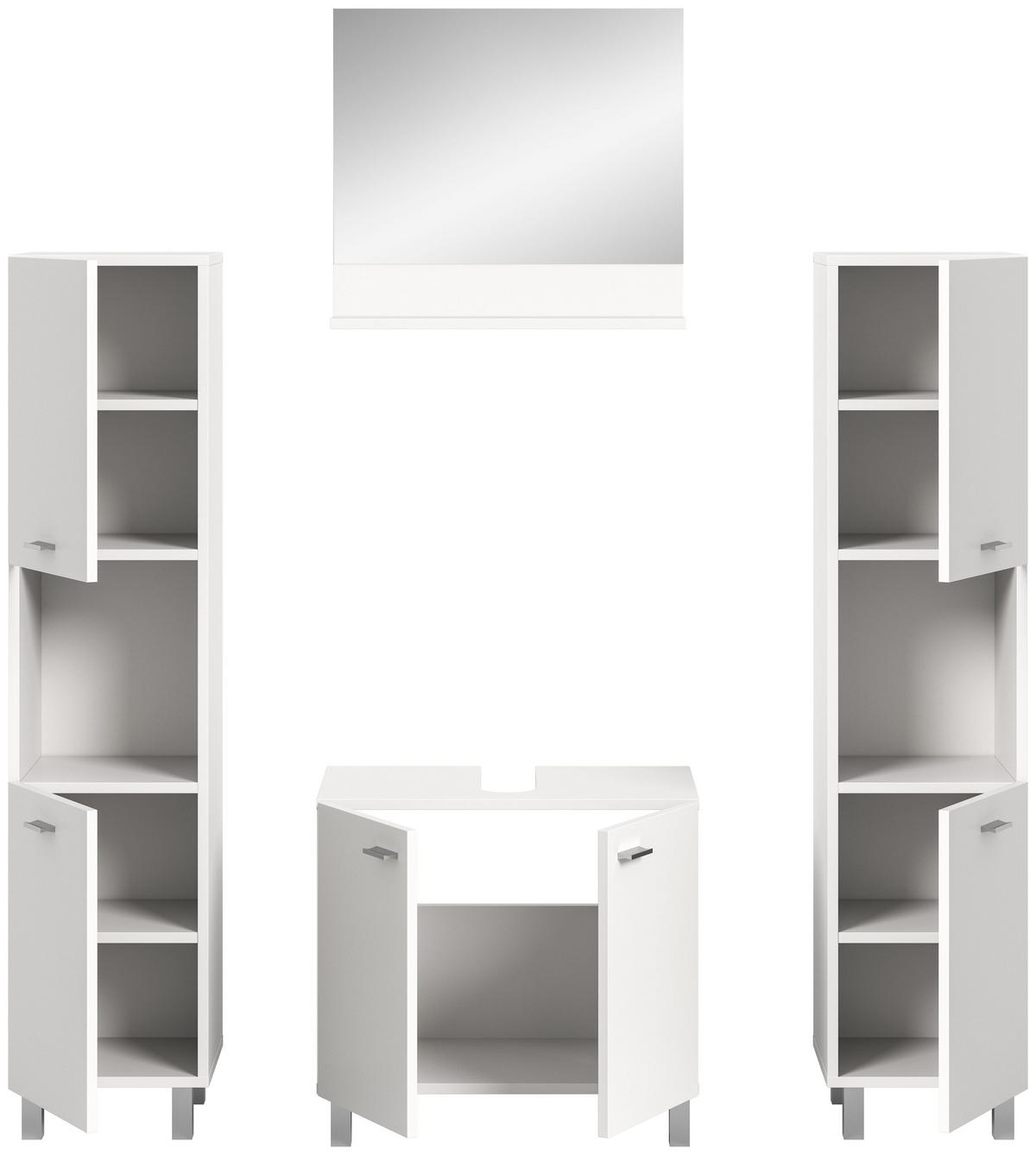 BADKOMBINATION 4tlg. Boston/Tampa Bad in weiß Nachbildung - modernes Design - B/H/T: 137x186x33 cm - Weiß, Holzwerkstoff (137/186/33cm)