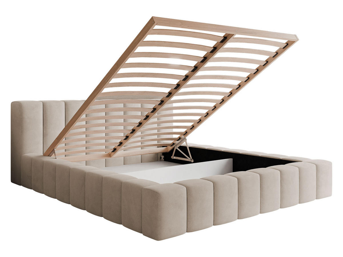 POLSTERBETT Makira - Creme, Holz/Holzwerkstoff (140/200cm) - MIRJAN24