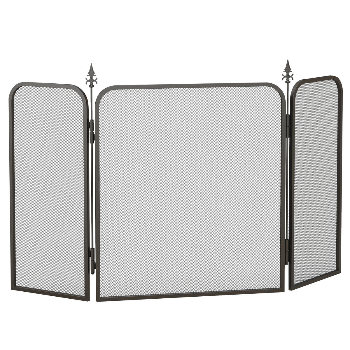 KAMINSCHIRM DE-17043 klappbar 3 Paneele Schwarz - Schwarz, Metall (1.3/56/96cm) - ComfortXL