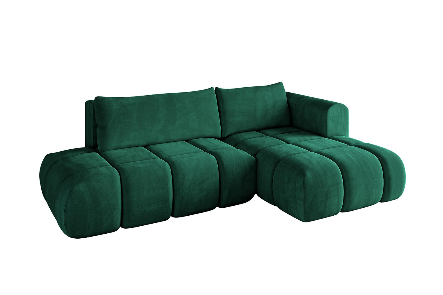 ECKSOFA Ottomane Rechts CLOUD-L 289x180x40 Dunkelgrün Velours - Dunkelgrün, Holzwerkstoff/Kunststoff (289/180cm) - ALTDECOR