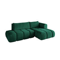 ECKSOFA Ottomane Rechts CLOUD-L 289x180x40 Dunkelgrün Velours - Dunkelgrün, Holzwerkstoff/Kunststoff (289/180cm) - ALTDECOR