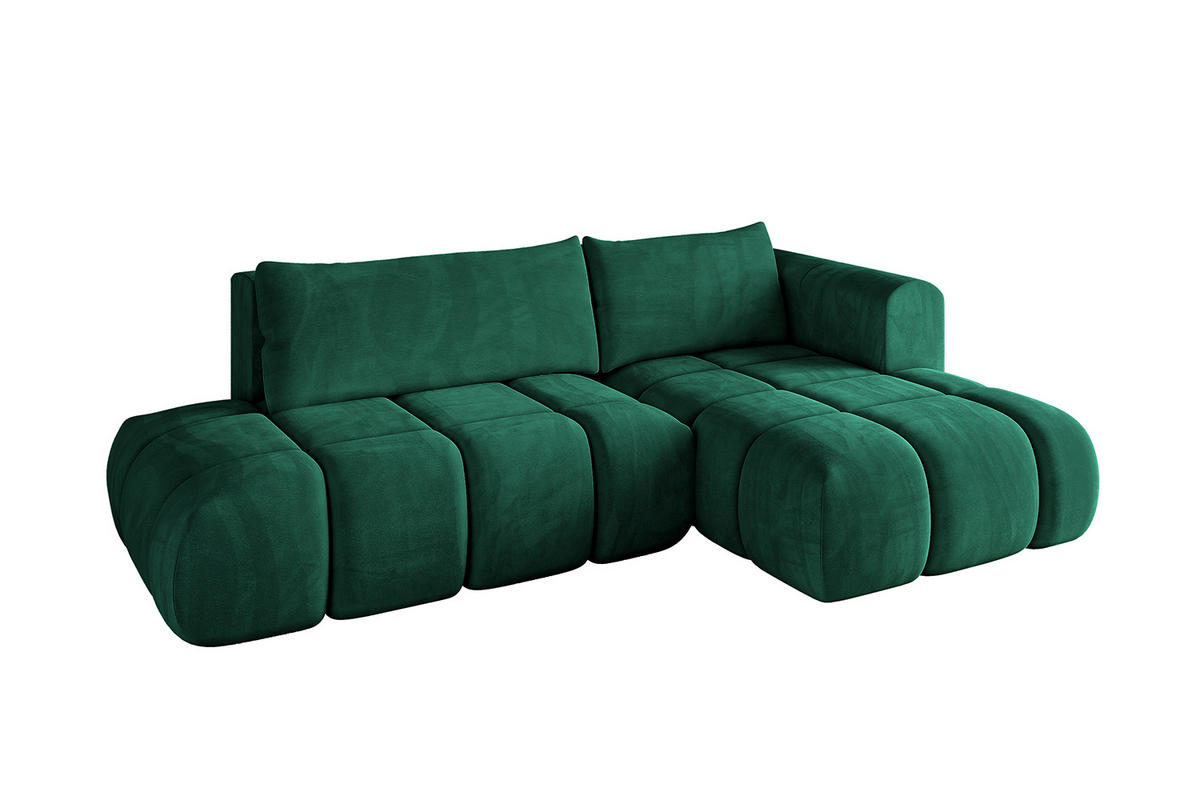 ECKSOFA Ottomane Rechts CLOUD-L 289x180x40 Dunkelgrün Velours - Dunkelgrün, Holzwerkstoff/Kunststoff (289/180cm) - ALTDECOR